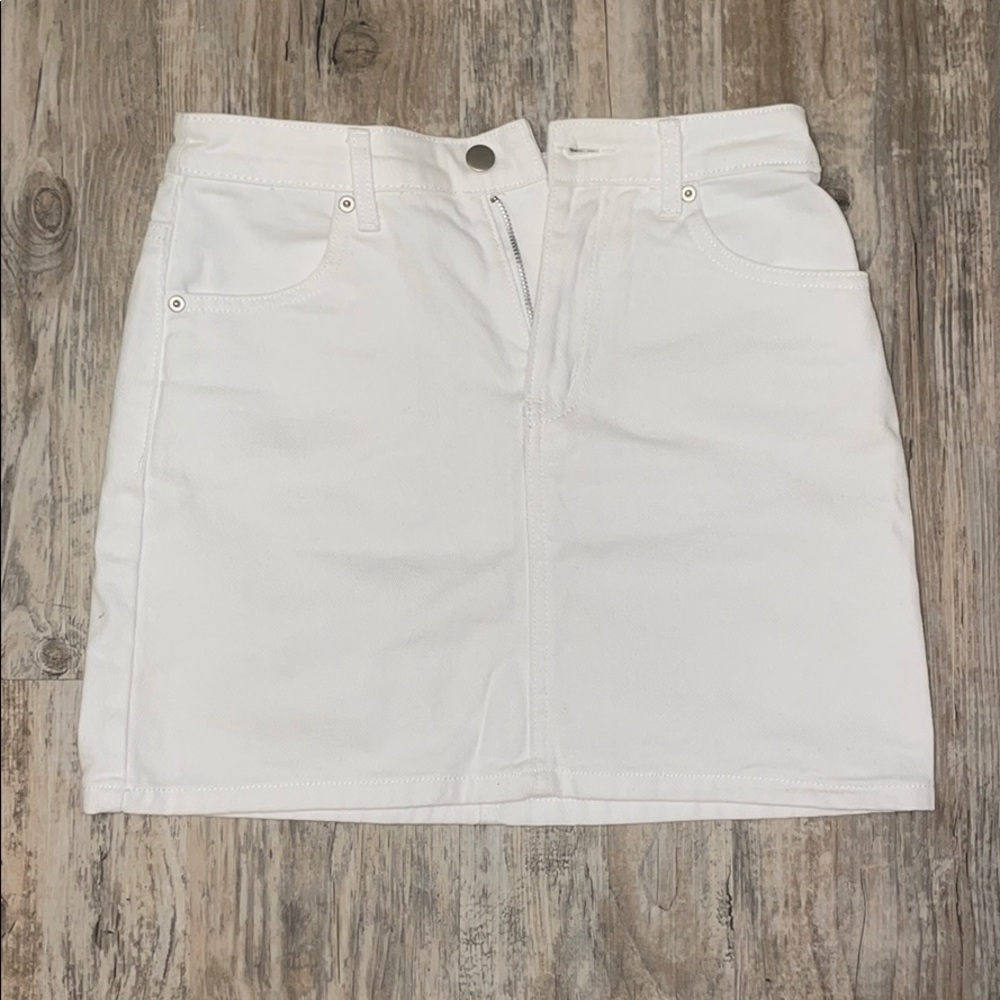 Forever 21 White Mini Jean Skirt